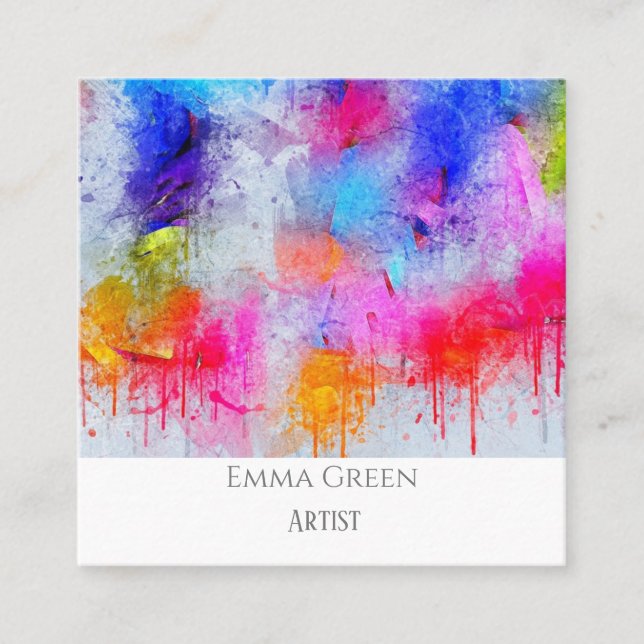 Abstract Watercolor Grey Artist Business Card (Front)