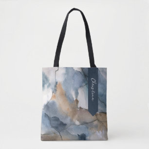 Abstract Watercolor Grey Brown Marble Pattern Tote Bag