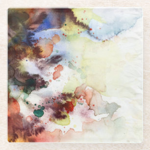 Abstract watercolor grunge texture with paint glass coaster