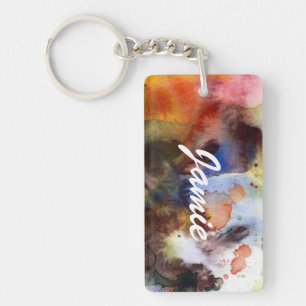 Abstract watercolor grunge texture with paint key ring