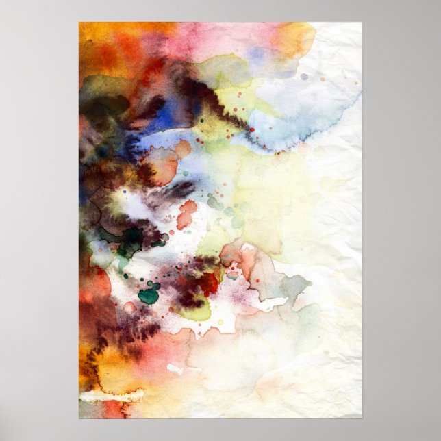 Abstract watercolor grunge texture with paint poster (Front)