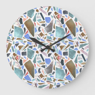 Abstract watercolor: hand-drawn white background. large clock