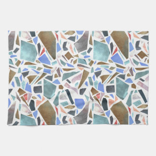 Abstract watercolor: hand-drawn white background. tea towel