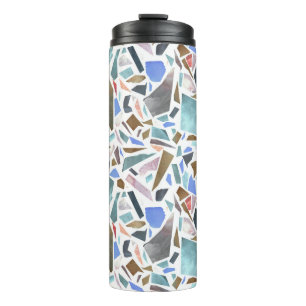 Abstract watercolor: hand-drawn white background. thermal tumbler
