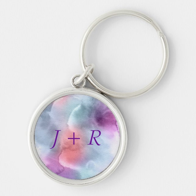 Abstract watercolor hand painted background 10 key ring (Front)