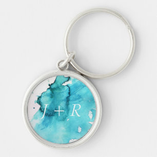 Abstract watercolor hand painted background 2 key ring