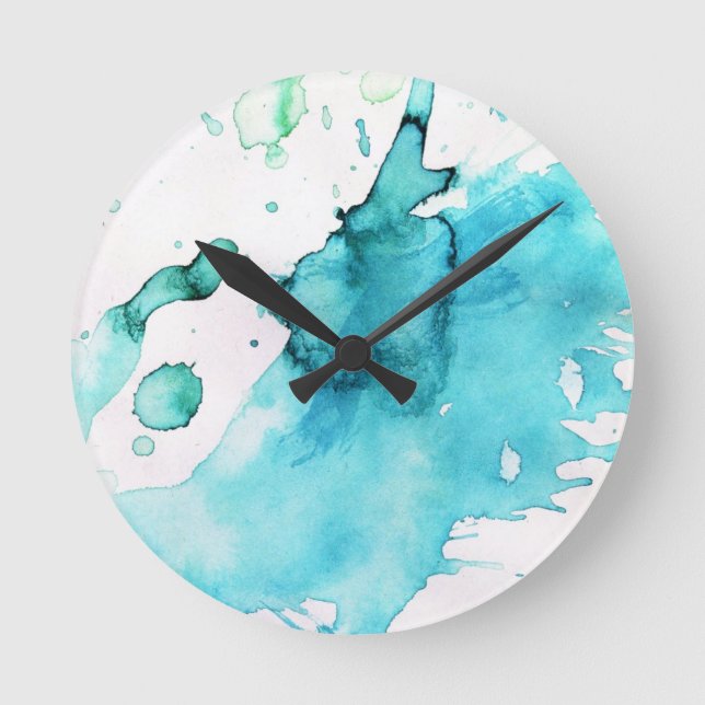Abstract watercolor hand painted background 2 round clock (Front)