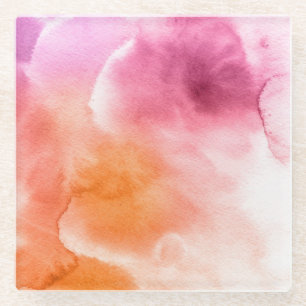 Abstract watercolor hand painted background 3 glass coaster