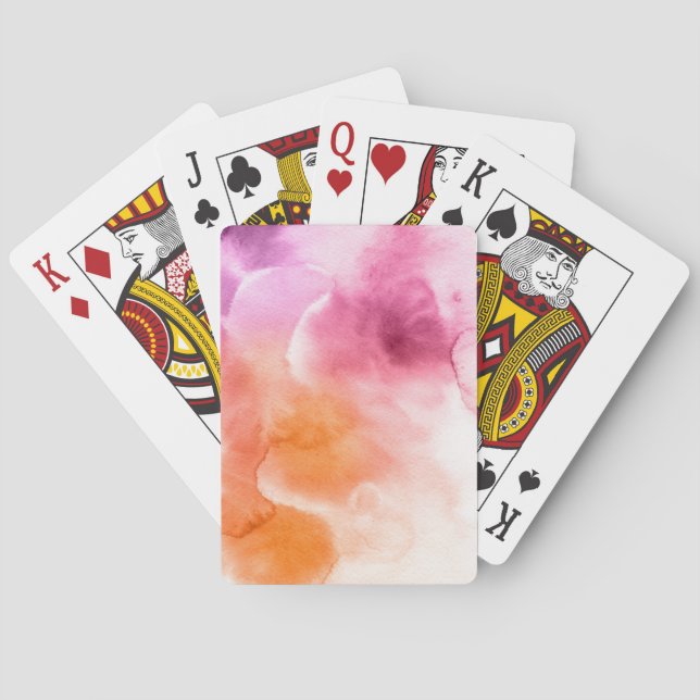 Abstract watercolor hand painted background 3 playing cards (Back)