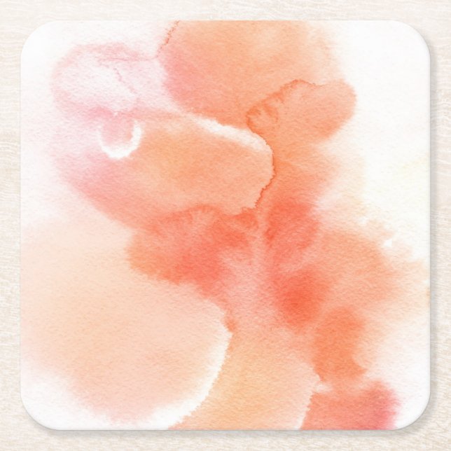 Abstract watercolor hand painted background 3 square paper coaster (Front)
