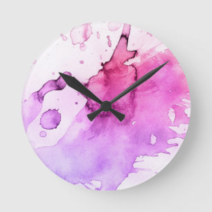 Abstract watercolor hand painted background 5 round clock
