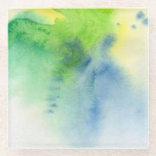 Abstract watercolor hand painted background 8 glass coaster