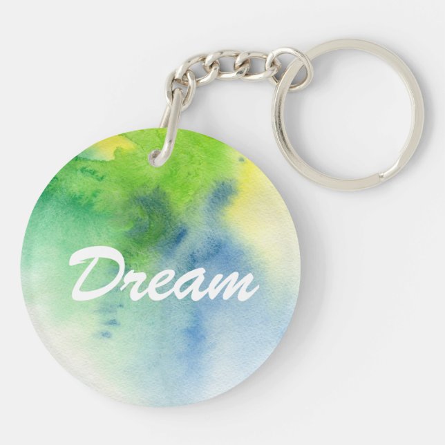 Abstract watercolor hand painted background 8 key ring (Back)