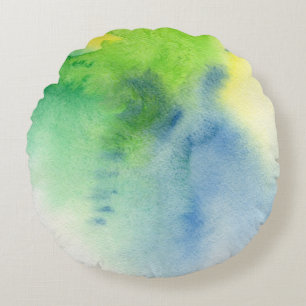 Abstract watercolor hand painted background 8 round cushion