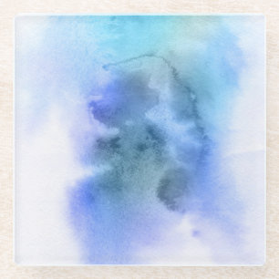 Abstract watercolor hand painted background 9 glass coaster