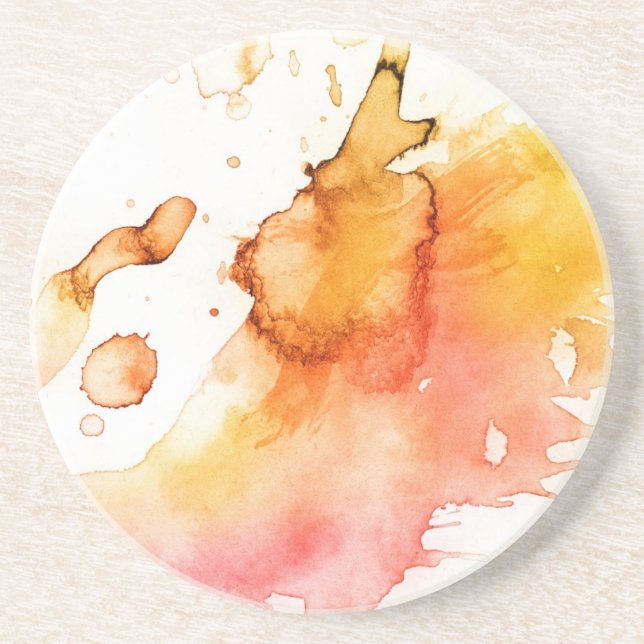 Abstract watercolor hand painted background coaster (Front)