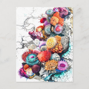 Abstract Watercolor Illustration of Colourful Sea Postcard