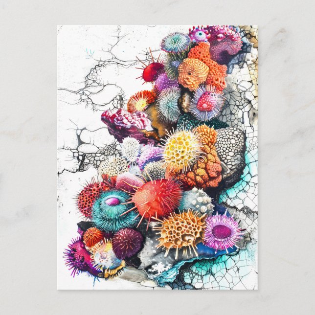 Abstract Watercolor Illustration of Colourful Sea  Postcard (Front)