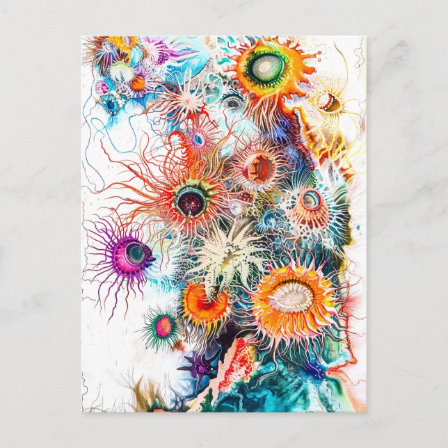 Abstract Watercolor Illustration of Sea Anemones Postcard (Front)