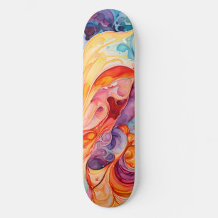 Abstract Watercolor in Sunset Colours Skateboard