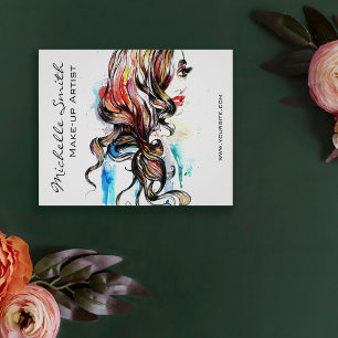 Abstract Watercolor ink colourful woman makeup Flyer