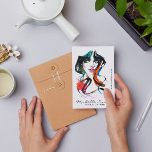 Abstract Watercolor ink colourful woman makeup Pos Postcard