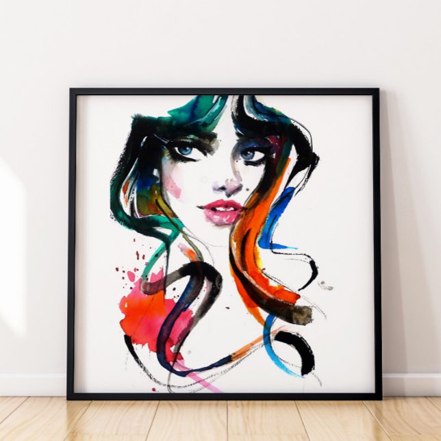 Abstract Watercolor Ink Portrait Colorful Makeup  Poster (Creator Uploaded)