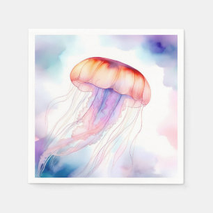 Abstract watercolor jellyfish napkin
