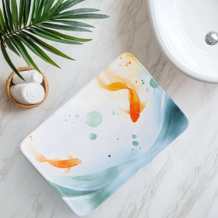 Abstract Watercolor Koi Fish Serenity Bath Mat