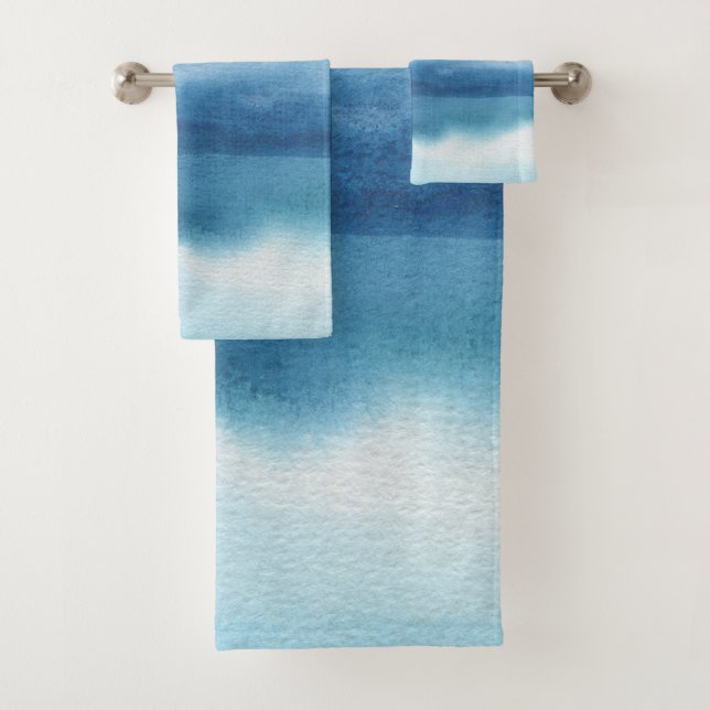 Abstract Watercolor Lake Design Bath Towel Set (Insitu)