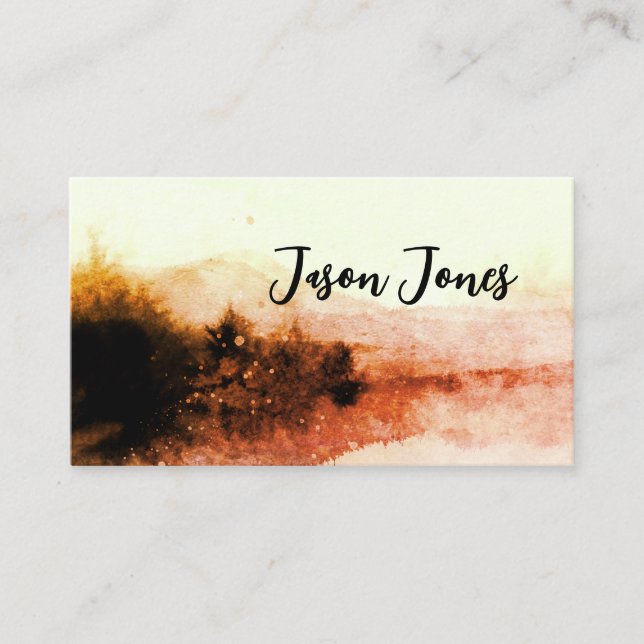 abstract watercolor landscape art sepia tones business card (Front)