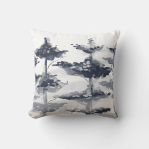 Abstract watercolor landscape cushion