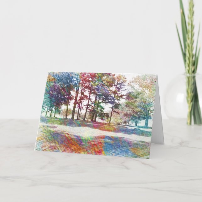 Abstract Watercolor Landscape Happy Birthday Card (Front)