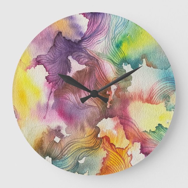  Abstract Watercolor  Large Clock (Front)