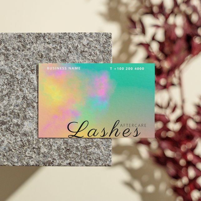 Abstract Watercolor Lash After Care Instruction Business Card (Abstract Watercolor Lash After Care Instruction Business Card)