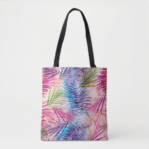Abstract Watercolor Leaves Allover Pattern Tote Bag