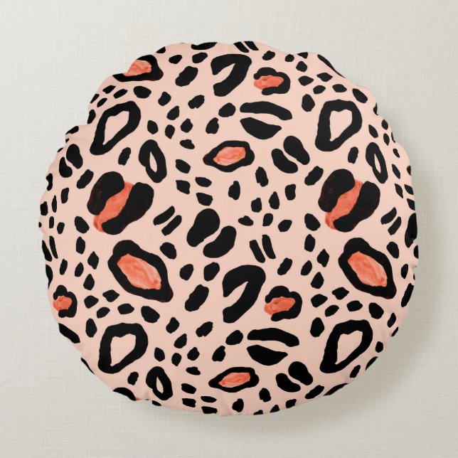Abstract watercolor leopard. Animal print pattern Round Cushion (Front)