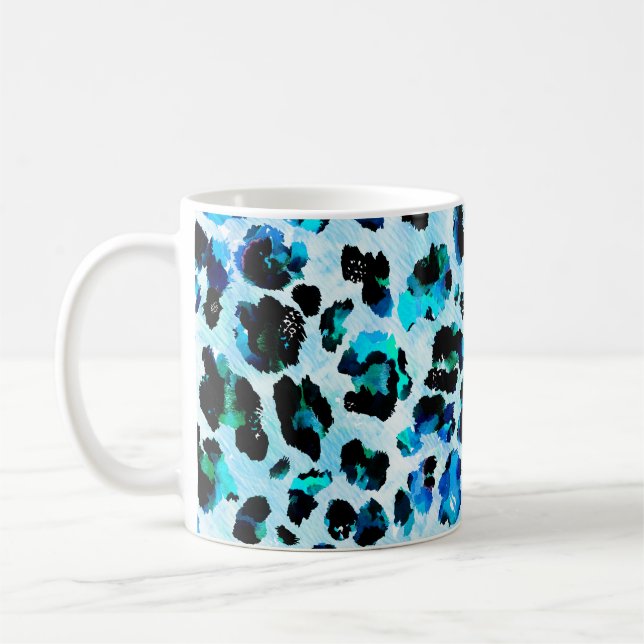 Abstract Watercolor Leopard Skin Pattern Coffee Mug (Left)