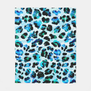 Abstract Watercolor Leopard Skin Pattern Fleece Blanket