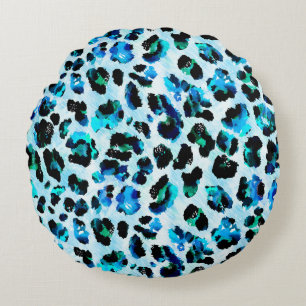 Abstract Watercolor Leopard Skin Pattern Round Cushion