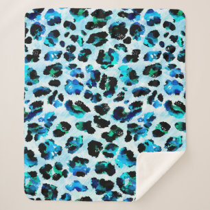 Abstract Watercolor Leopard Skin Pattern Sherpa Blanket