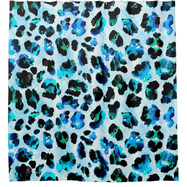 Abstract Watercolor Leopard Skin Pattern Shower Curtain (Front)