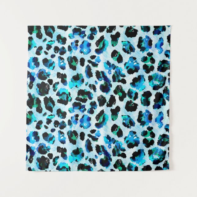 Abstract Watercolor Leopard Skin Pattern Tapestry (Front)