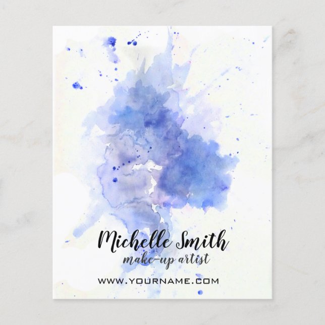 Abstract watercolor light blue splash brush stroke flyer (Front)