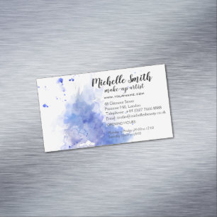 Abstract watercolor light blue splash brush stroke 	Magnetic business card