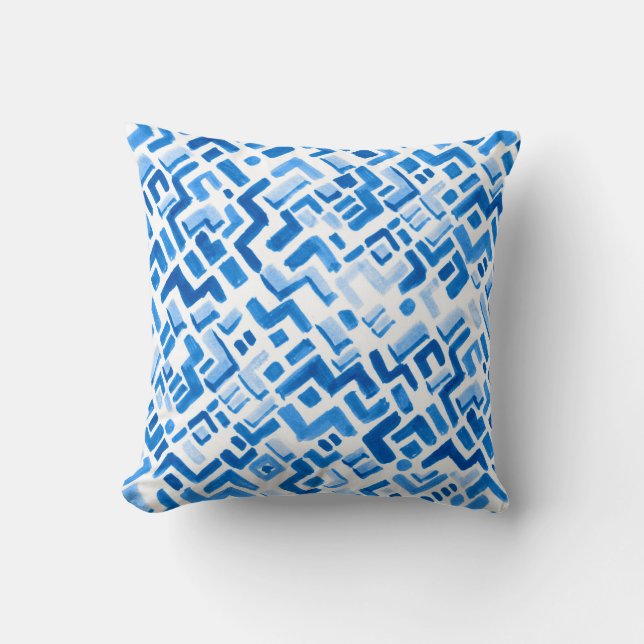 Abstract watercolor lines and stripes pattern cushion (Front)