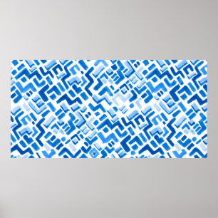 Abstract watercolor lines and stripes pattern poster