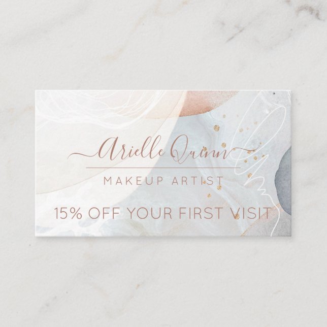 Abstract Watercolor Makeup Artist  Discount Card (Front)