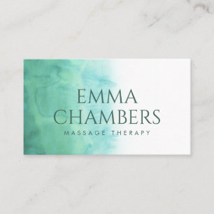 Abstract Watercolor Massage Therapy Green Business Card