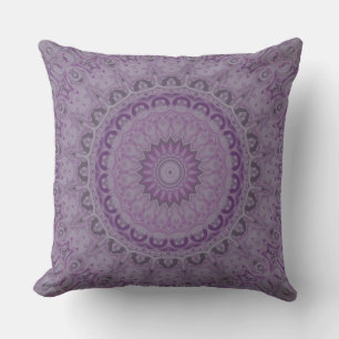 Abstract Watercolor Medallion in Violet Cushion